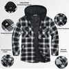 image:imageCOOFANDY Flannel Jacket for Men Quilted Lined Shacket Long Sleeve Button Down Hoodie Shirt JacketsBlack White Grey Plaid