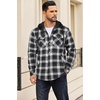 image:imageCOOFANDY Flannel Jacket for Men Quilted Lined Shacket Long Sleeve Button Down Hoodie Shirt JacketsBlack White Grey Plaid