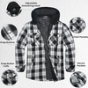 image:imageCOOFANDY Flannel Jacket for Men Quilted Lined Shacket Long Sleeve Button Down Hoodie Shirt JacketsBlack White PlaidBuffalo Check