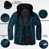 image:imageCOOFANDY Flannel Jacket for Men Quilted Lined Shacket Long Sleeve Button Down Hoodie Shirt JacketsBlue Green PlaidTurquoise Plaid