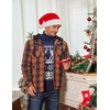 image:imageCOOFANDY Flannel Jacket for Men Quilted Lined Shacket Long Sleeve Button Down Hoodie Shirt JacketsNavy Brown Plaid