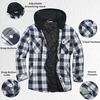 image:imageCOOFANDY Flannel Jacket for Men Quilted Lined Shacket Long Sleeve Button Down Hoodie Shirt JacketsNavy White Plaid