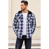 image:imageCOOFANDY Flannel Jacket for Men Quilted Lined Shacket Long Sleeve Button Down Hoodie Shirt JacketsNavy White Plaid
