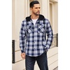 image:imageCOOFANDY Flannel Jacket for Men Quilted Lined Shacket Long Sleeve Button Down Hoodie Shirt JacketsNavy White Plaid
