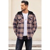 image:imageCOOFANDY Flannel Jacket for Men Quilted Lined Shacket Long Sleeve Button Down Hoodie Shirt JacketsOrange Navy Plaid