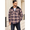 image:imageCOOFANDY Flannel Jacket for Men Quilted Lined Shacket Long Sleeve Button Down Hoodie Shirt JacketsOrange Navy Plaid