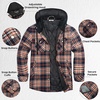 image:imageCOOFANDY Flannel Jacket for Men Quilted Lined Shacket Long Sleeve Button Down Hoodie Shirt JacketsOrange Navy Plaid