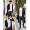 image:imageCOOFANDY Long Hooded Cardigan Ruffle Shawl Collar Open Front Lightweight Drape Cape Overcoat with PocketsBlack