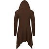 image:imageCOOFANDY Long Hooded Cardigan Ruffle Shawl Collar Open Front Lightweight Drape Cape Overcoat with PocketsBrown