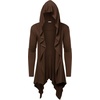 image:imageCOOFANDY Long Hooded Cardigan Ruffle Shawl Collar Open Front Lightweight Drape Cape Overcoat with PocketsBrown