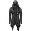 image:imageCOOFANDY Long Hooded Cardigan Ruffle Shawl Collar Open Front Lightweight Drape Cape Overcoat with PocketsDark Grey