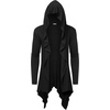 image:imageCOOFANDY Long Hooded Cardigan Ruffle Shawl Collar Open Front Lightweight Drape Cape Overcoat with PocketsLetter Printed