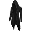 image:imageCOOFANDY Long Hooded Cardigan Ruffle Shawl Collar Open Front Lightweight Drape Cape Overcoat with PocketsLetter Printed