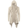 image:imageCOOFANDY Long Hooded Cardigan Ruffle Shawl Collar Open Front Lightweight Drape Cape Overcoat with PocketsLight Khaki
