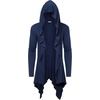 image:imageCOOFANDY Long Hooded Cardigan Ruffle Shawl Collar Open Front Lightweight Drape Cape Overcoat with PocketsNavy