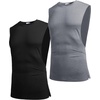 image:imageCOOFANDY Men Workout Tank Top 2 Pack Gym Bodybuilding Sleeveless Muscle T ShirtsBlackDark Grey2pcs