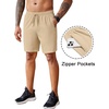 image:imageCOOFANDY Mens 2 Pack Workout Gym Shorts 7 Inch  5 Inch Athletic Shorts Lightweight Casual Jogger Short with Zipper PocketsKhaki  Grey