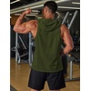 image:imageCOOFANDY Mens 2 Pack Workout Hooded Tank Tops Bodybuilding Muscle Cut Off T Shirt Sleeveless Gym HoodiesBlackgreen