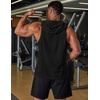 image:imageCOOFANDY Mens 2 Pack Workout Hooded Tank Tops Bodybuilding Muscle Cut Off T Shirt Sleeveless Gym HoodiesBlacknavy Blue