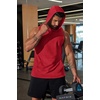 image:imageCOOFANDY Mens 2 Pack Workout Hooded Tank Tops Bodybuilding Muscle Cut Off T Shirt Sleeveless Gym HoodiesBlackred