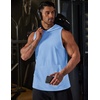 image:imageCOOFANDY Mens 2 Pack Workout Hooded Tank Tops Bodybuilding Muscle Cut Off T Shirt Sleeveless Gym HoodiesSky Bluegrey