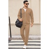 image:imageCOOFANDY Mens 2 Piece Tracksuit Casual Sweatsuits Full Zip Track Suits Jogging Athletic Suit SetsCamelKhakiTan