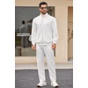 image:imageCOOFANDY Mens 2 Piece Tracksuit Casual Sweatsuits Full Zip Track Suits Jogging Athletic Suit SetsWhite
