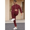 image:imageCOOFANDY Mens 2 Piece Tracksuit Casual Sweatsuits Full Zip Track Suits Jogging Athletic Suit SetsWine Red