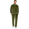 image:imageCOOFANDY Mens 2 Piece Velour Tracksuit Full Zip Jackets Pants Velvet Jogging Suits Sweatsuit SetArmy Green