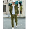 image:imageCOOFANDY Mens 2 Piece Velour Tracksuit Full Zip Jackets Pants Velvet Jogging Suits Sweatsuit SetArmy Green