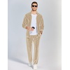 image:imageCOOFANDY Mens 2 Piece Velour Tracksuit Full Zip Jackets Pants Velvet Jogging Suits Sweatsuit SetLight Khaki