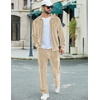 image:imageCOOFANDY Mens 2 Piece Velour Tracksuit Full Zip Jackets Pants Velvet Jogging Suits Sweatsuit SetLight Khaki