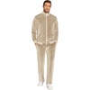 image:imageCOOFANDY Mens 2 Piece Velour Tracksuit Full Zip Jackets Pants Velvet Jogging Suits Sweatsuit SetLight Khaki