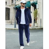 image:imageCOOFANDY Mens 2 Piece Velour Tracksuit Full Zip Jackets Pants Velvet Jogging Suits Sweatsuit SetNavy Blue