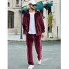 image:imageCOOFANDY Mens 2 Piece Velour Tracksuit Full Zip Jackets Pants Velvet Jogging Suits Sweatsuit SetWine Red