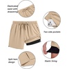 image:imageCOOFANDY Mens 2 in 1 Running Shorts 2 Pack Athletic Shorts Quick Dry Gym Training Workout Shorts with PocketsKhakiGrey
