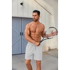 image:imageCOOFANDY Mens 2 in 1 Running Shorts 2 Pack Athletic Shorts Quick Dry Gym Training Workout Shorts with PocketsKhakiGrey