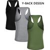 image:imageCOOFANDY Mens 3 Pack Tank Tops Gym Workout Shirt YBack Sleeveless Muscle Fitness Bodybuilding Tank ShirtsBlackGreenMedium Grey