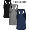 image:imageCOOFANDY Mens 3 Pack Tank Tops Gym Workout Shirt YBack Sleeveless Muscle Fitness Bodybuilding Tank ShirtsBlackNavyMedium Gray