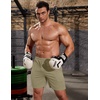 image:imageCOOFANDY Mens 3 Pack Workout Gym Shorts Mesh Athletic Shorts Lightweight Bodybuilding Training Short Pants with PocketsKhaki