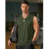 image:imageCOOFANDY Mens 3 Pack Workout Tank Tops Gym Sleeveless Shirts V Neck Bodybuilding Muscle Tee ShirtArmy GreenColour GreyBlack