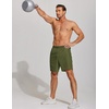 image:imageCOOFANDY Mens Athletic Running Shorts 7 Gym Workout Shorts Lightweight Drawstring Training Shorts with Zipper PocketsBlakArmy Green