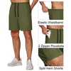 image:imageCOOFANDY Mens Athletic Running Shorts 7 Gym Workout Shorts Lightweight Drawstring Training Shorts with Zipper PocketsBlakArmy Green