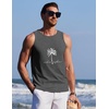 image:imageCOOFANDY Mens Beach Tank Tops Summer Cotton Sleeveless Graphic T Shirts Palm Tree Casual Vacation Muscle TankDark Greycoconut Tree
