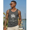 image:imageCOOFANDY Mens Beach Tank Tops Summer Cotton Sleeveless Graphic T Shirts Palm Tree Casual Vacation Muscle TankDark Greycoconut Tree