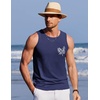 image:imageCOOFANDY Mens Beach Tank Tops Summer Cotton Sleeveless Graphic T Shirts Palm Tree Casual Vacation Muscle TankNavy Blue