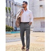image:imageCOOFANDY Mens Casual Chinos Pants Classic Relaxed Fit Khaki Pants Wrinkle Free Stretch Dress PantsDark Grey