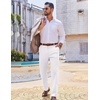 image:imageCOOFANDY Mens Casual Chinos Pants Classic Relaxed Fit Khaki Pants Wrinkle Free Stretch Dress PantsWhite