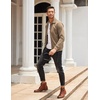 image:imageCOOFANDY Mens Casual Corduroy Jacket Lightweight Zip Up Vintage Jacket Collared Bomber JacketAkhaki
