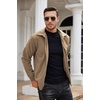 image:imageCOOFANDY Mens Casual Corduroy Jacket Lightweight Zip Up Vintage Jacket Collared Bomber JacketAkhaki